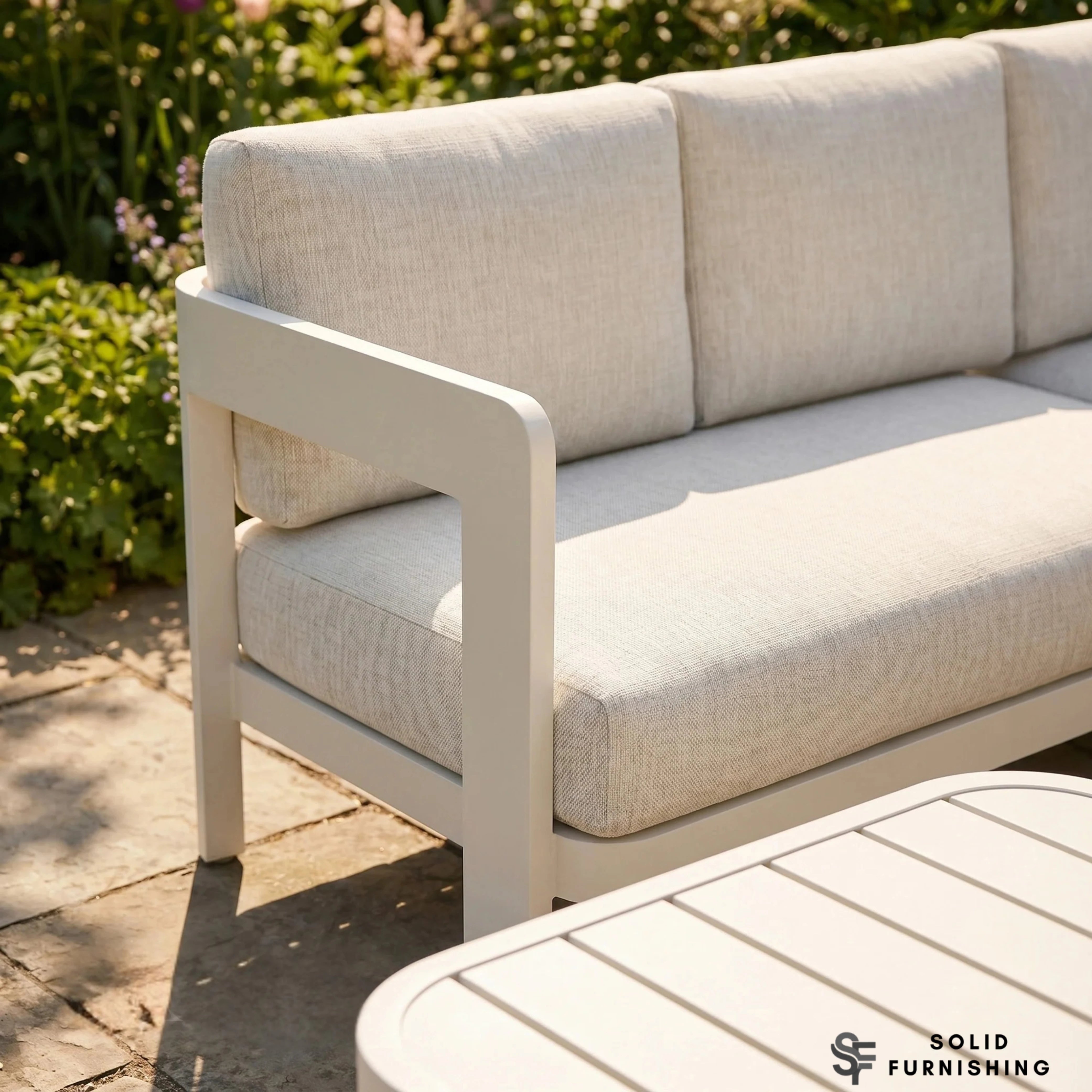 Sofia 6 Seater Aluminium Corner Garden Sofa Set – Outdoor Lounge Furniture with Tables