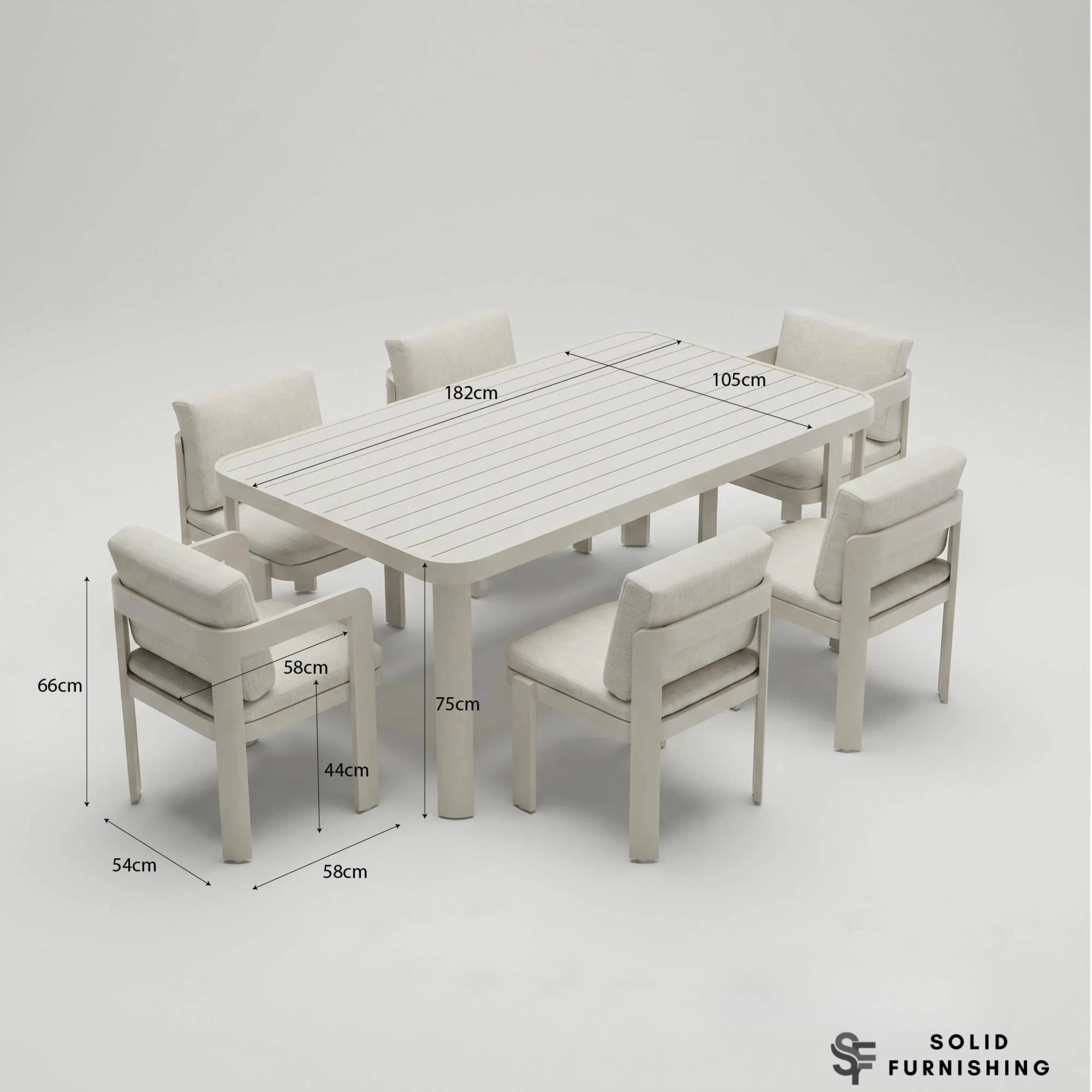 Sofia 6 Seater Aluminium Garden Dining Set – Taupe Outdoor Dining Table & Chairs