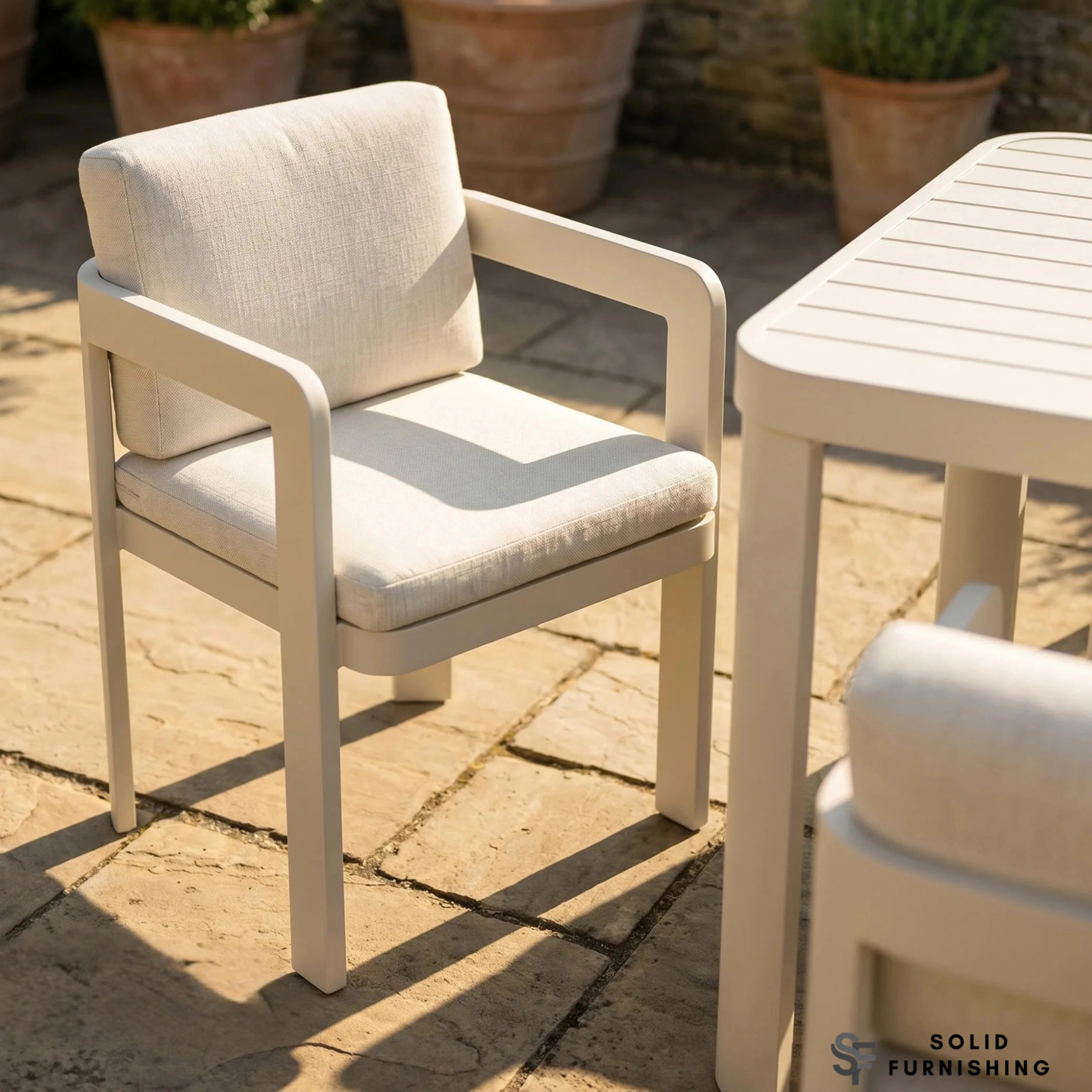 Sofia 6 Seater Aluminium Garden Dining Set – Taupe Outdoor Dining Table & Chairs