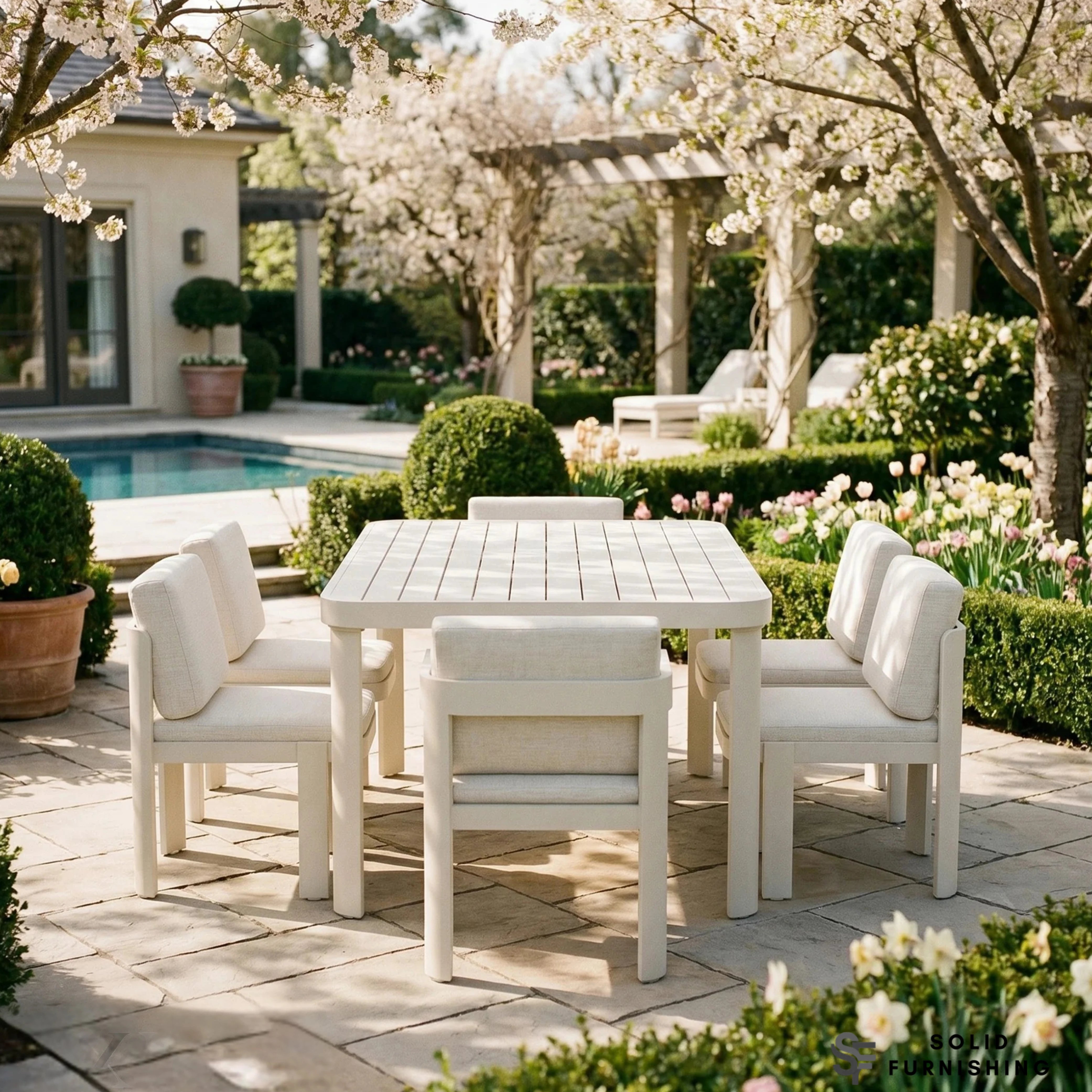 Sofia 6 Seater Aluminium Garden Dining Set – Taupe Outdoor Dining Table & Chairs
