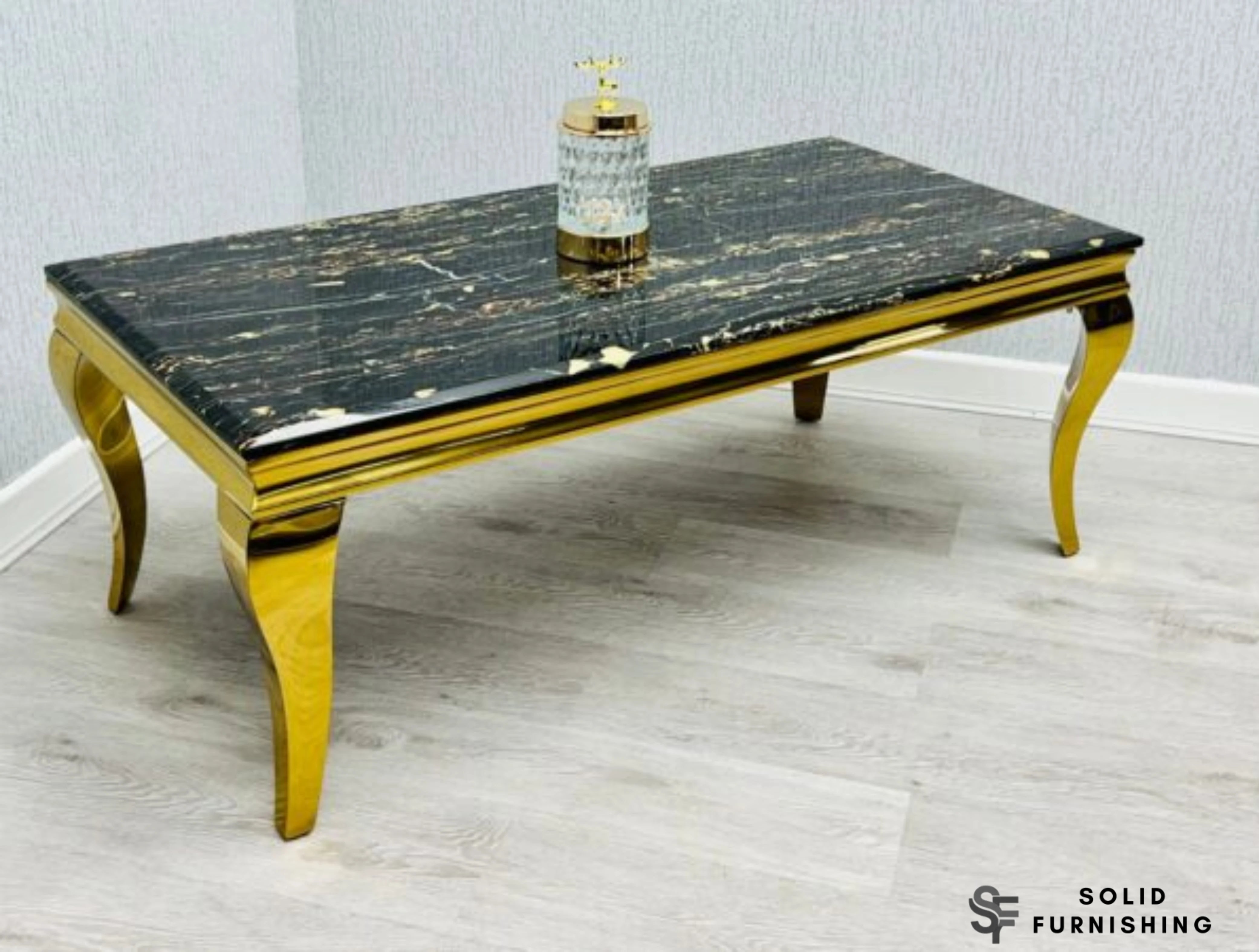 Sofia Black & Gold Marble Coffee Table – Luxury Living Room Statement Table
