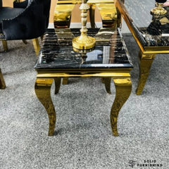 Sofia Black & Gold Marble Side Table – Gold Frame Lamp Table