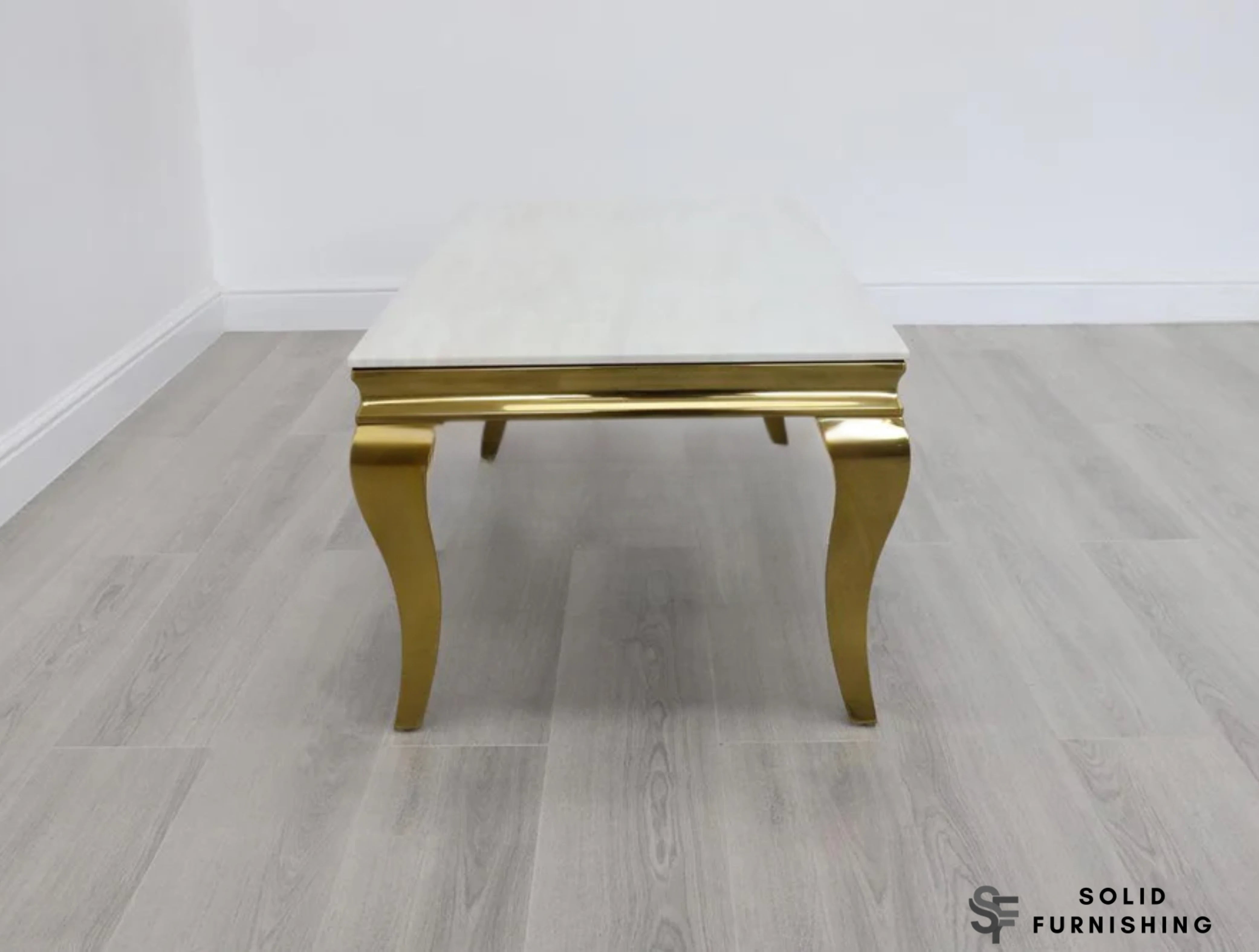 Sofia Cream & Gold Marble Coffee Table – Luxury Engineered Marble Centre Table