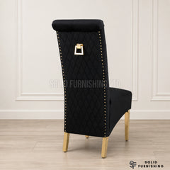 Sofia Gold Square Knocker Velvet Dining Chairs – Cream or Black (Set of 2)