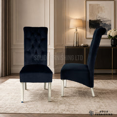Sofia Lion Knocker Velvet Dining Chairs – Chrome Legs (Set of 2)