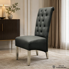 Sofia PU Leather Lion Knocker Dining Chairs – Grey or Cream (Set of 2)