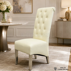 Sofia Set of 2 PU Leather Lion Knocker Dining Chairs