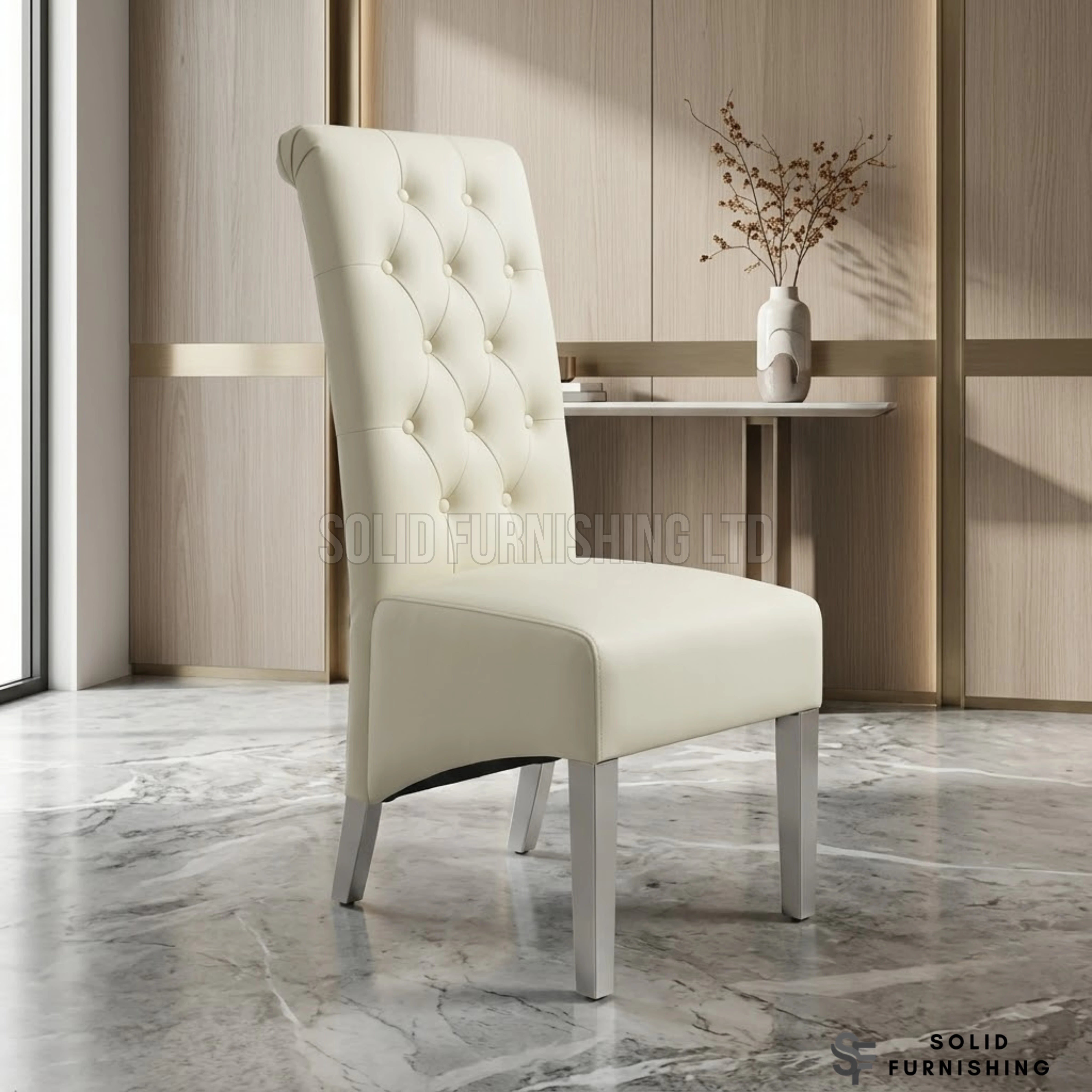 Sofia Set of 2 PU Leather Lion Knocker Dining Chairs