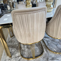 Sorrento 150cm Gold Ceramic Dining Table Set with Lasco Dining Chairs – 4 or 6 Seater