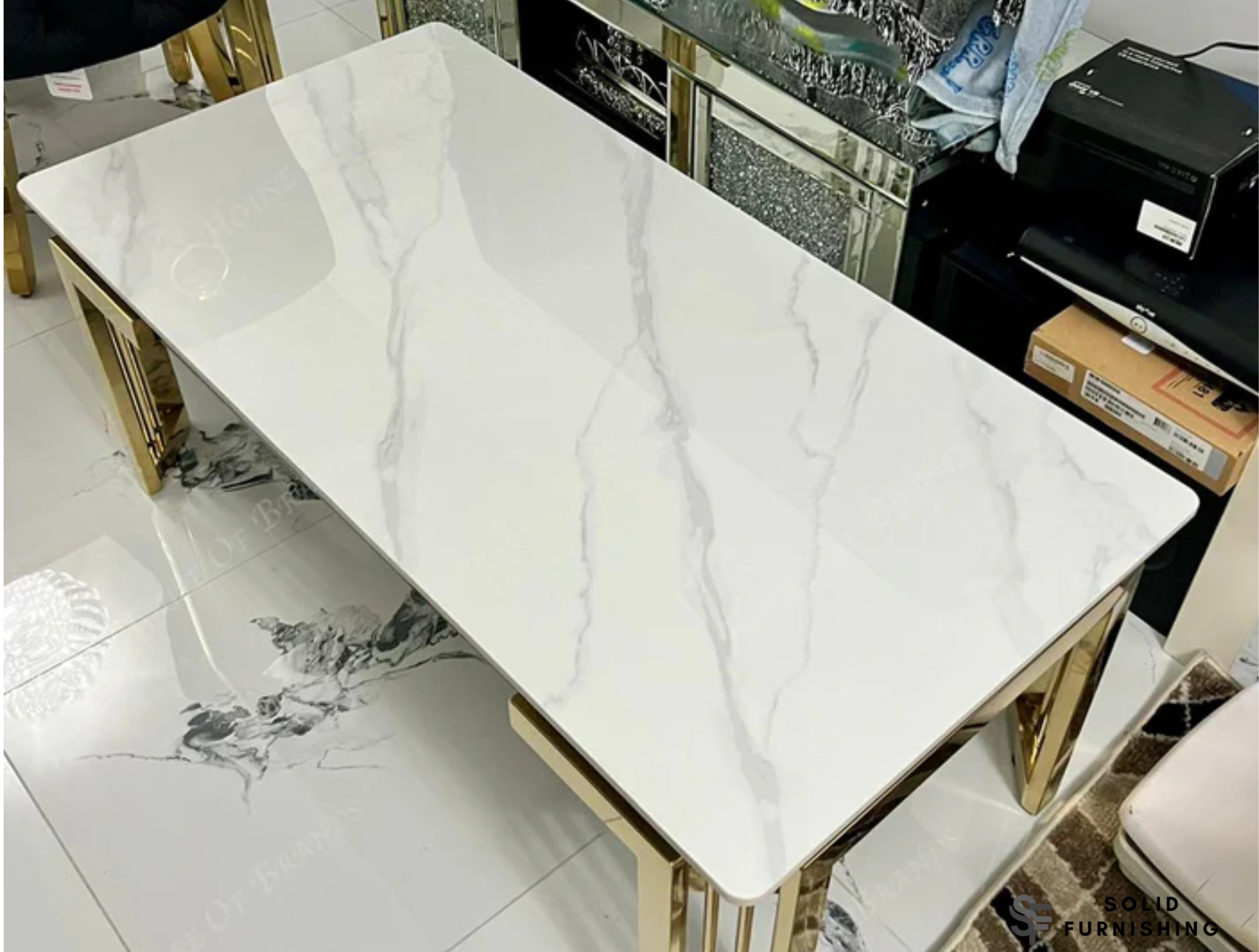 Sorrento Ceramic Gold Coffee Table – Cream & Gold