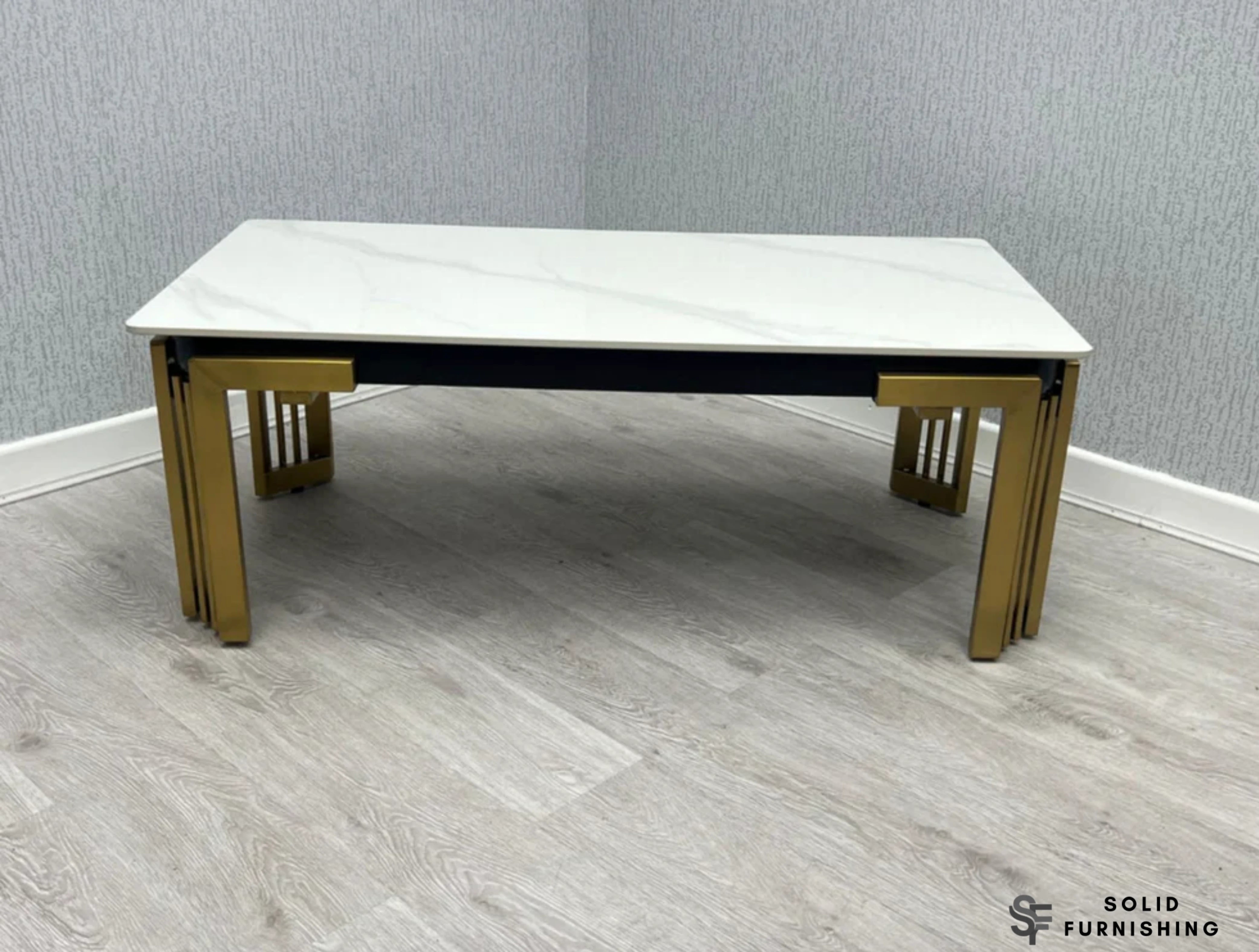 Sorrento Ceramic Gold Coffee Table – Cream & Gold