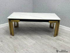 Sorrento Ceramic Gold Coffee Table – Cream & Gold