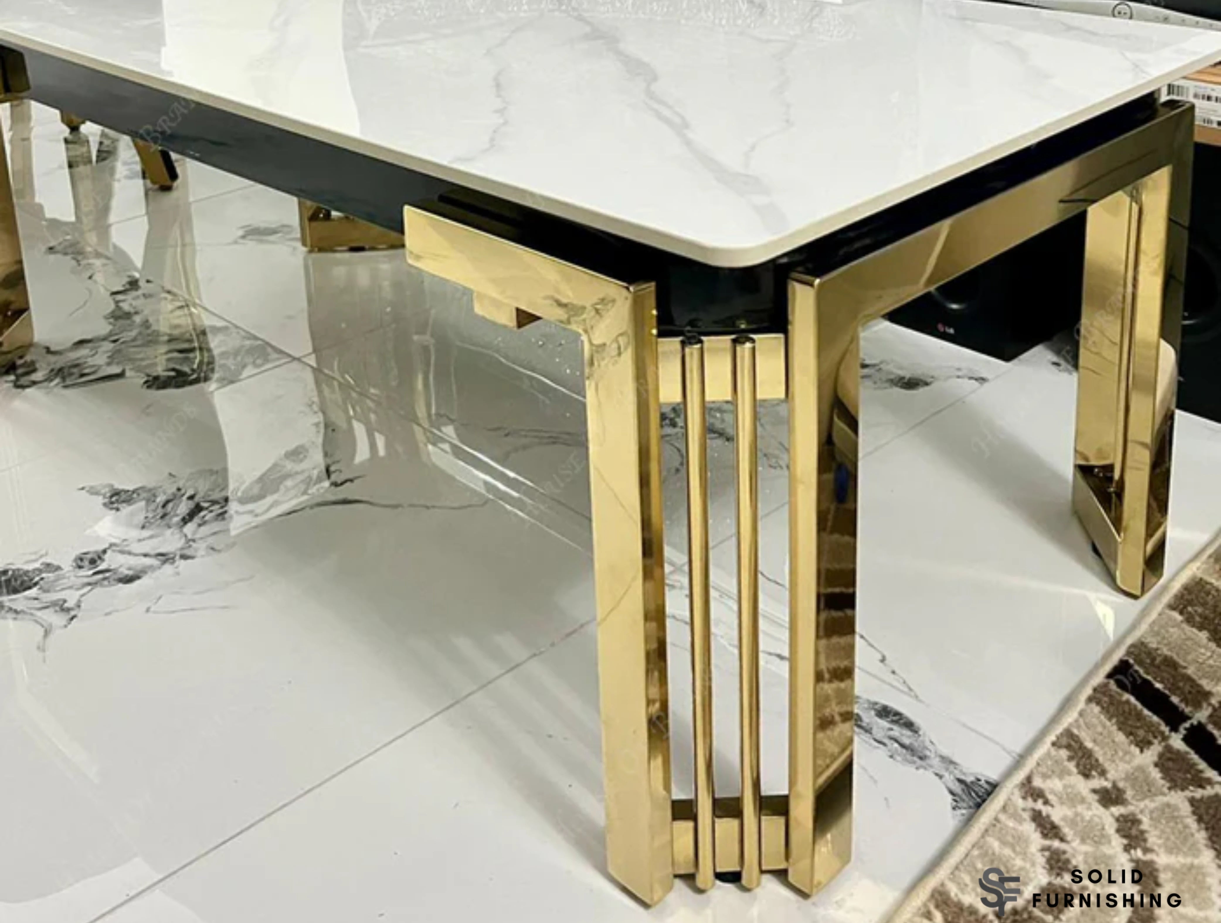 Sorrento Ceramic Gold Coffee Table – Cream & Gold