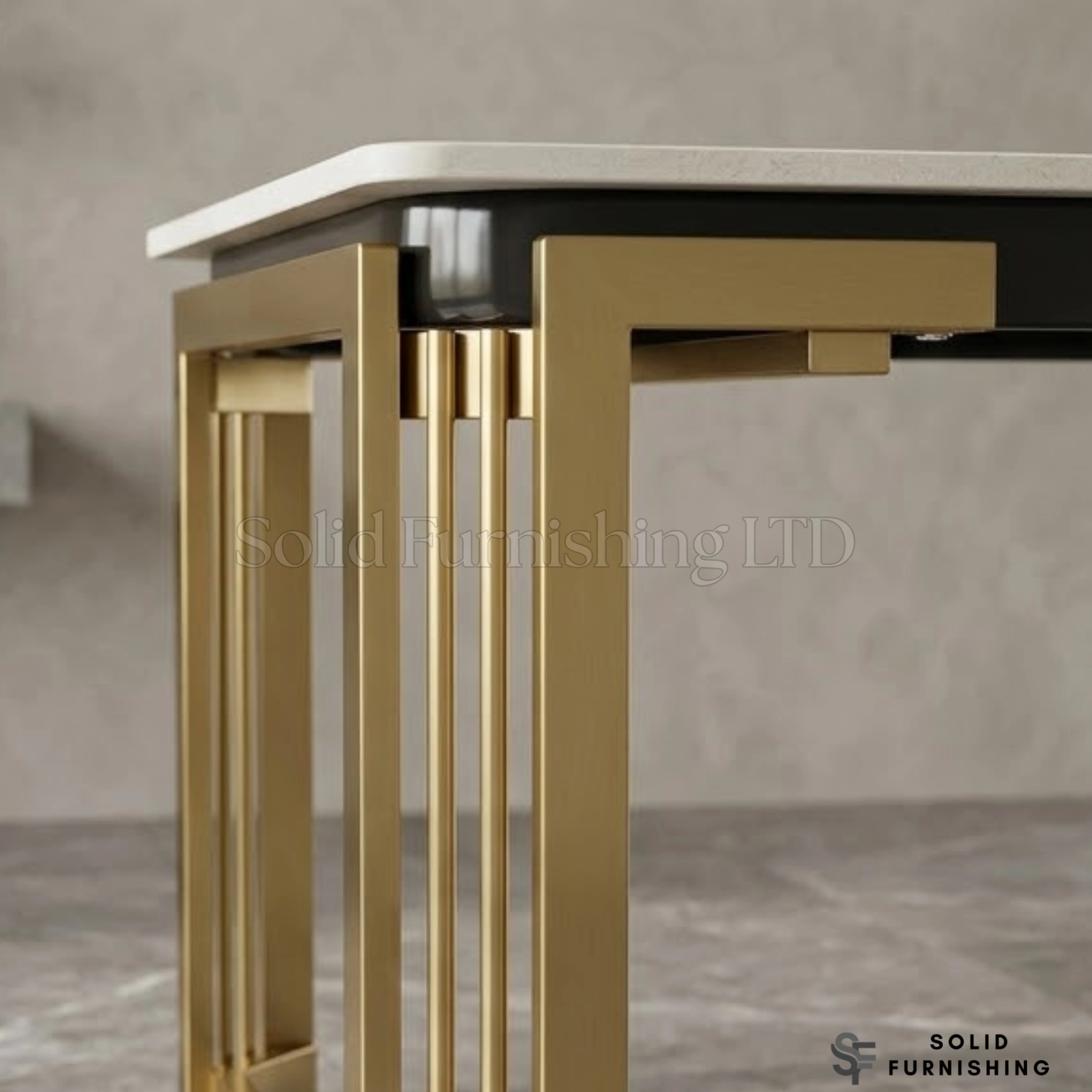 Sorrento Cream Ceramic Dining Table with Gold Frame – 150cm or 180cm