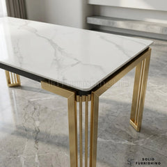 Sorrento Cream Ceramic Dining Table with Gold Frame – 150cm or 180cm