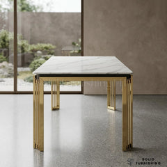 Sorrento Cream Ceramic Dining Table with Gold Frame – 150cm or 180cm