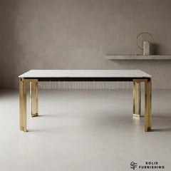 Sorrento Cream Ceramic Dining Table with Gold Frame – 150cm or 180cm