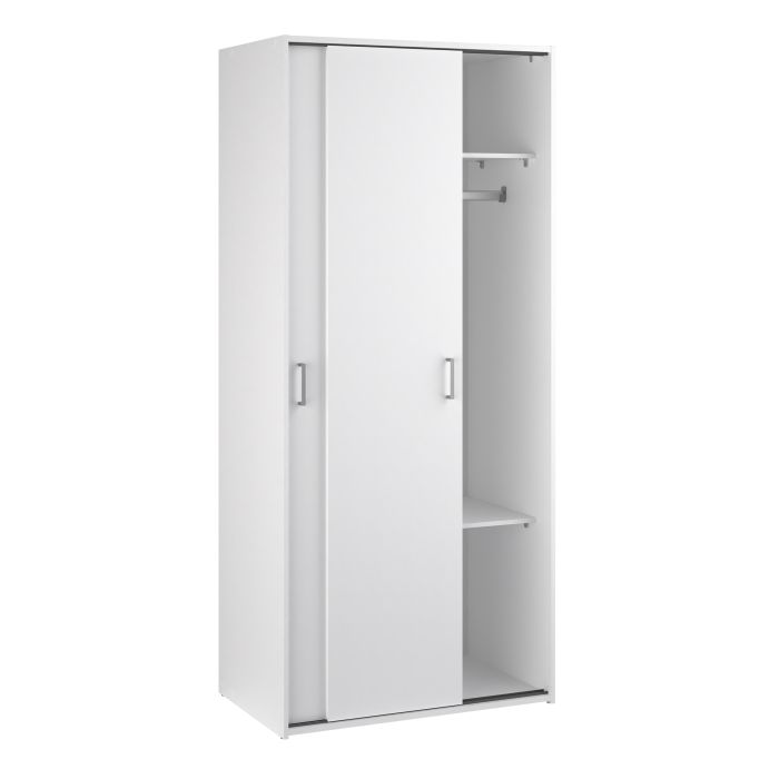 Space White 2 Sliding Door Wardrobe – Compact Bedroom Storage Wardrobe