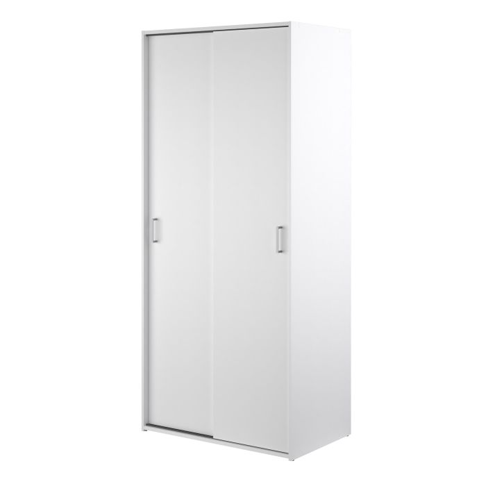 Space White 2 Sliding Door Wardrobe – Compact Bedroom Storage Wardrobe