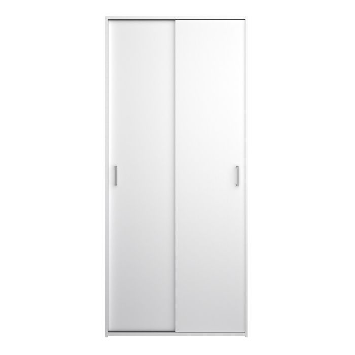 Space White 2 Sliding Door Wardrobe – Compact Bedroom Storage Wardrobe