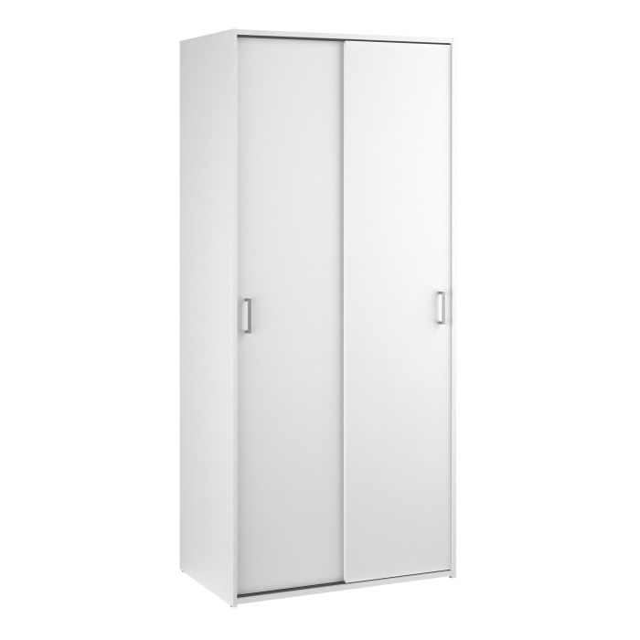 Space White 2 Sliding Door Wardrobe – Compact Bedroom Storage Wardrobe