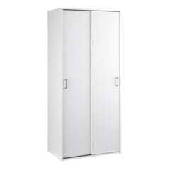 Space White 2 Sliding Door Wardrobe – Compact Bedroom Storage Wardrobe
