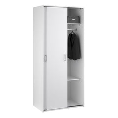 Space White 2 Sliding Door Wardrobe – Compact Bedroom Storage Wardrobe