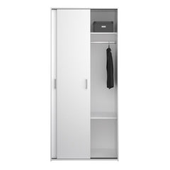Space White 2 Sliding Door Wardrobe – Compact Bedroom Storage Wardrobe