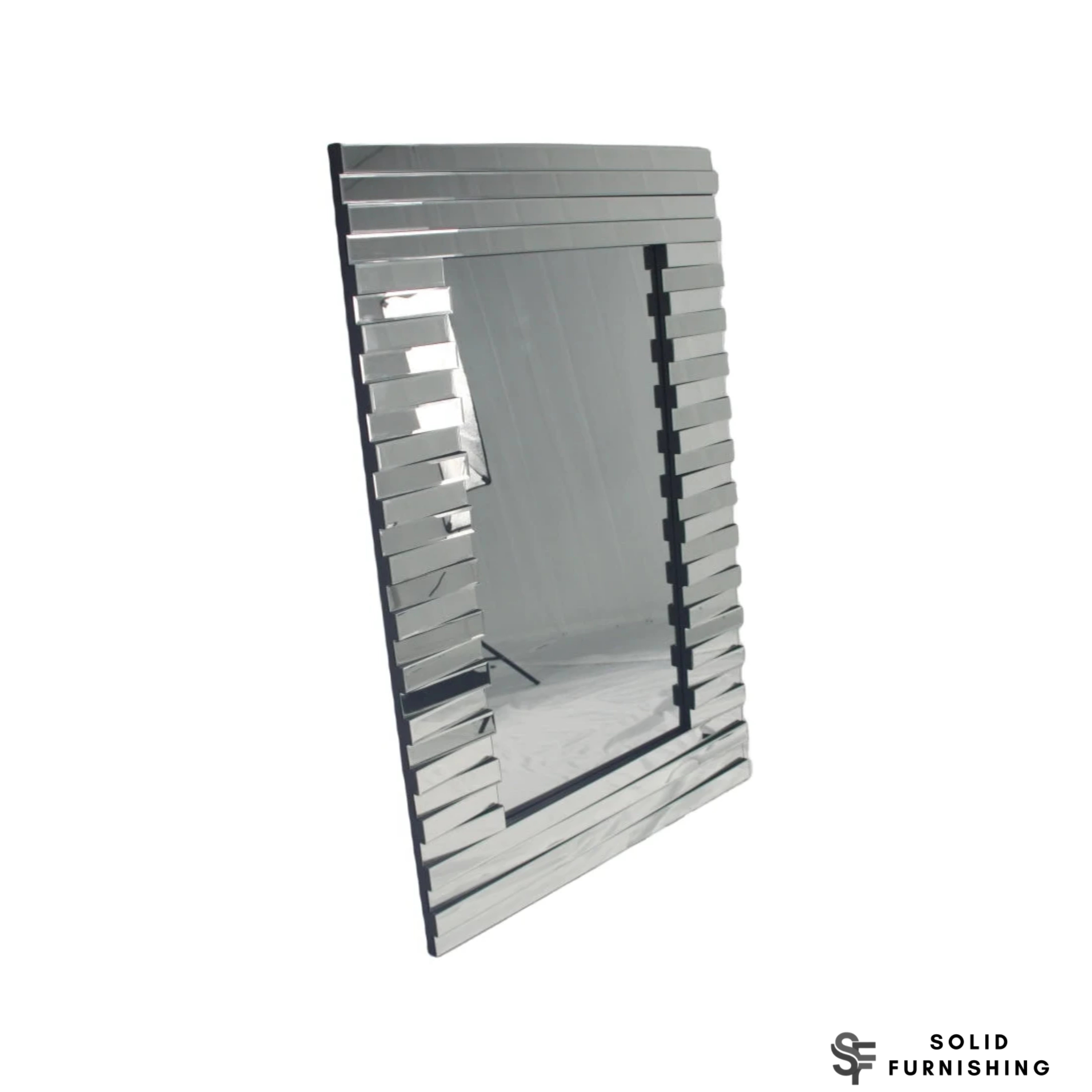 Staggered Silver Rectangular Wall Mirror – 80 x 120cm Bathroom & Hallway Mirror
