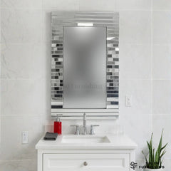 Staggered Silver Rectangular Wall Mirror – 80 x 120cm Bathroom & Hallway Mirror