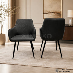 Stanford Grey PU Leather Dining Chairs – Modern Armchair Style (Set of 2)