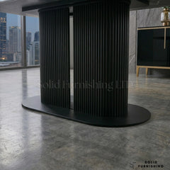 Sydney 160cm Ceramic Marble Effect Dining Table – Fluted Pedestal Design