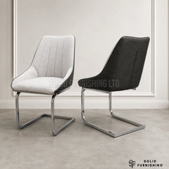 Tenerife Grey Dining Chairs – Modern Cantilever Upholstered Chairs (Set of 2)