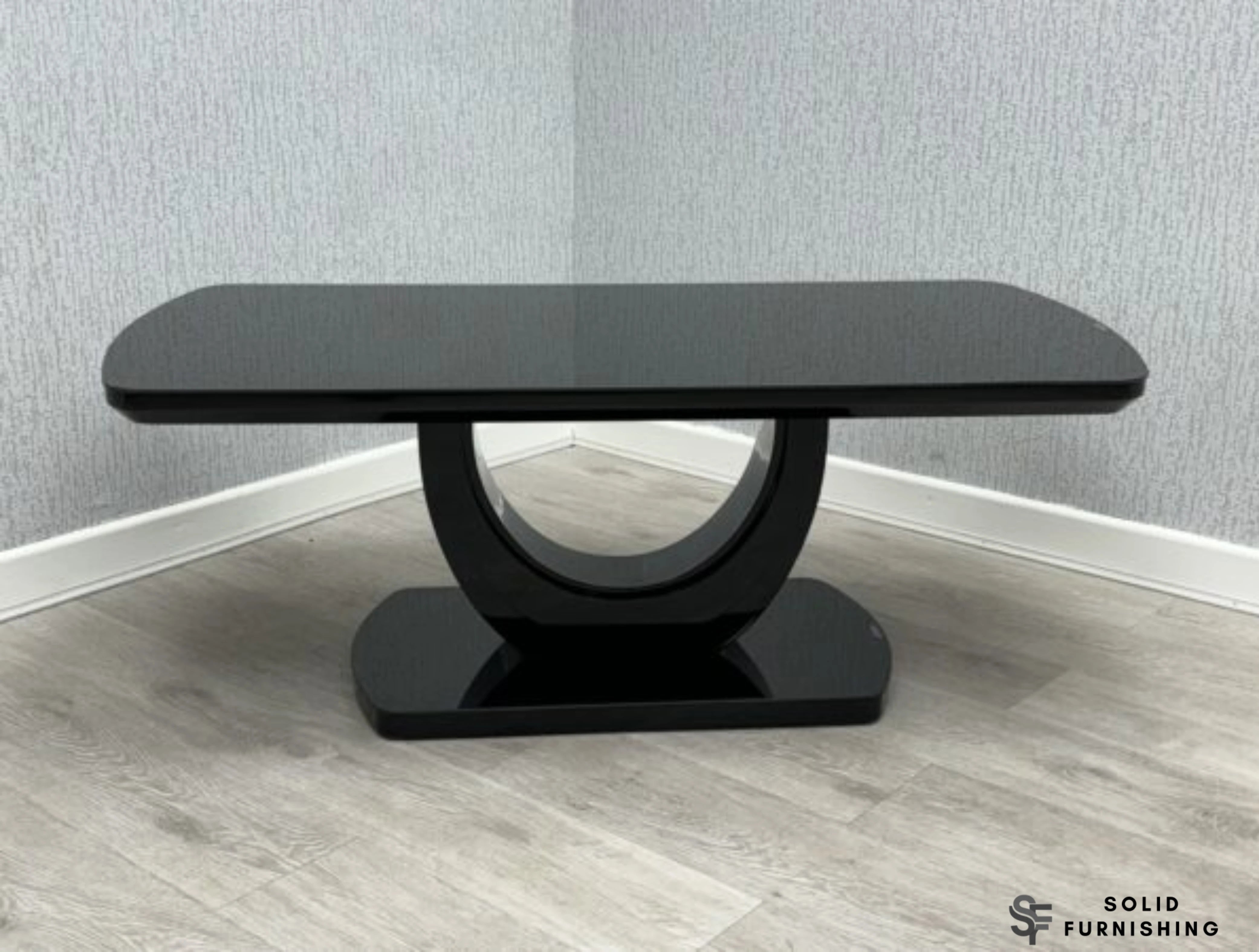 Texas Black High Gloss Coffee Table – Bold U Shaped Statement Centre Table