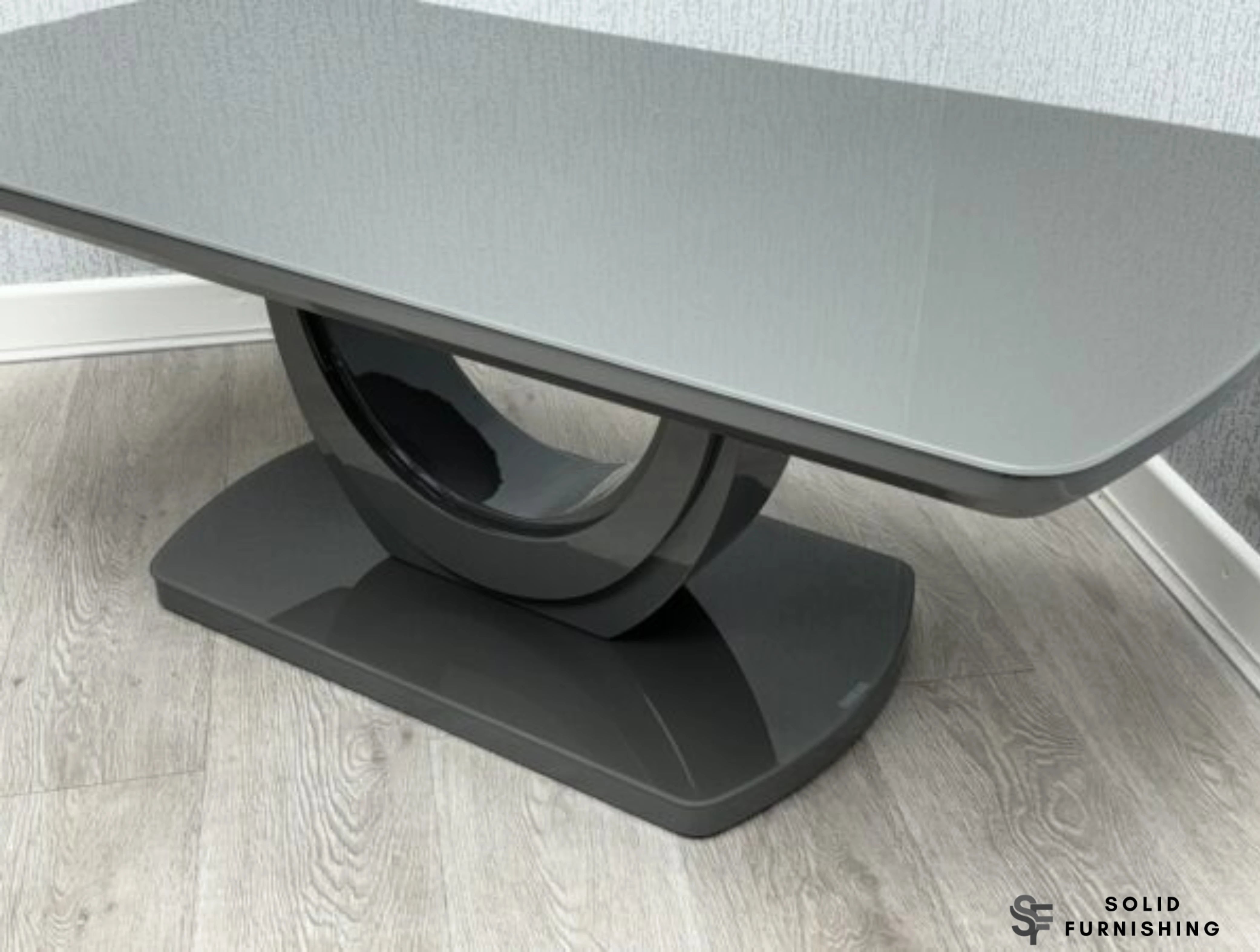 Texas Grey High Gloss Coffee Table – Modern U Shaped Living Room Centre Table