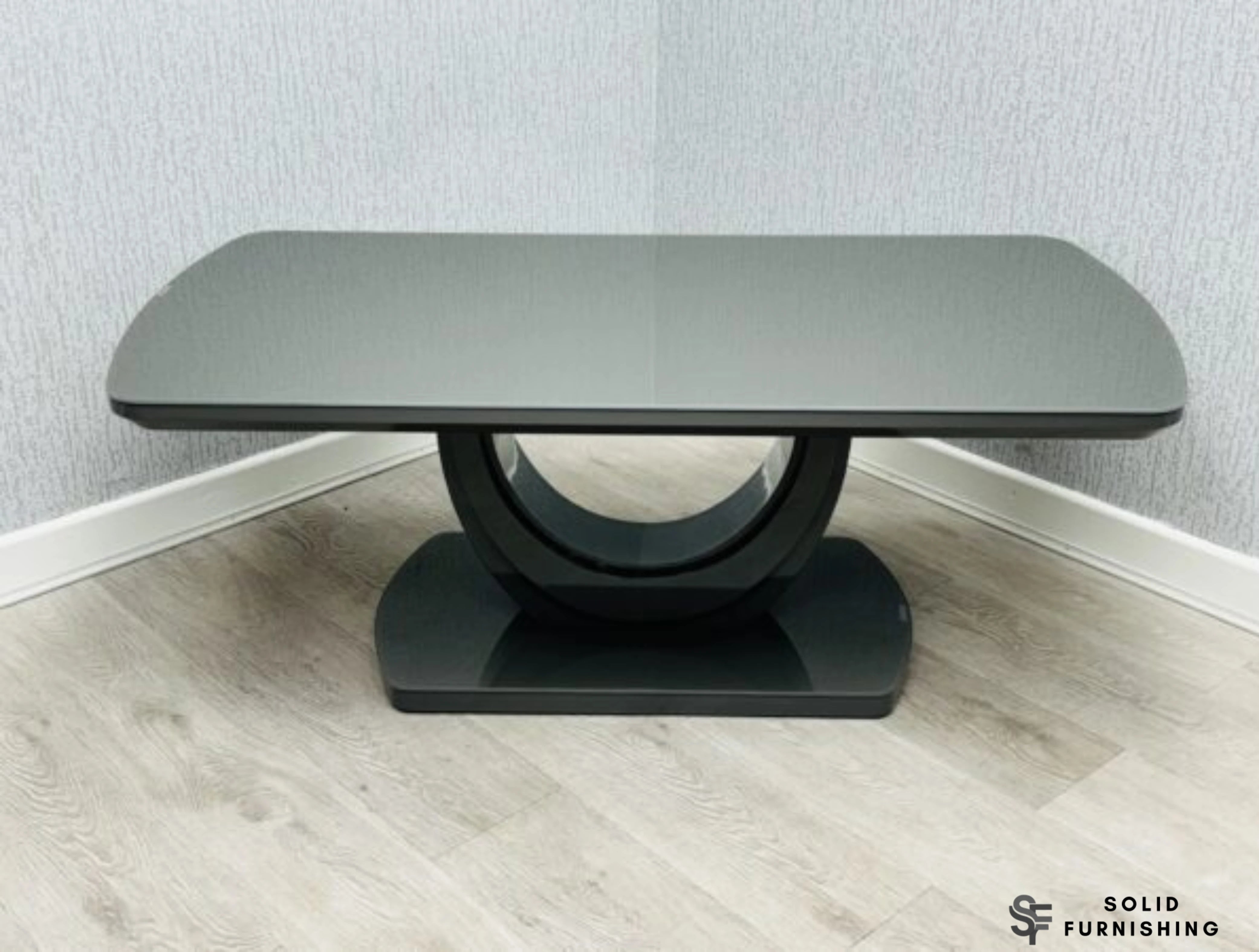 Texas Grey High Gloss Coffee Table – Modern U Shaped Living Room Centre Table