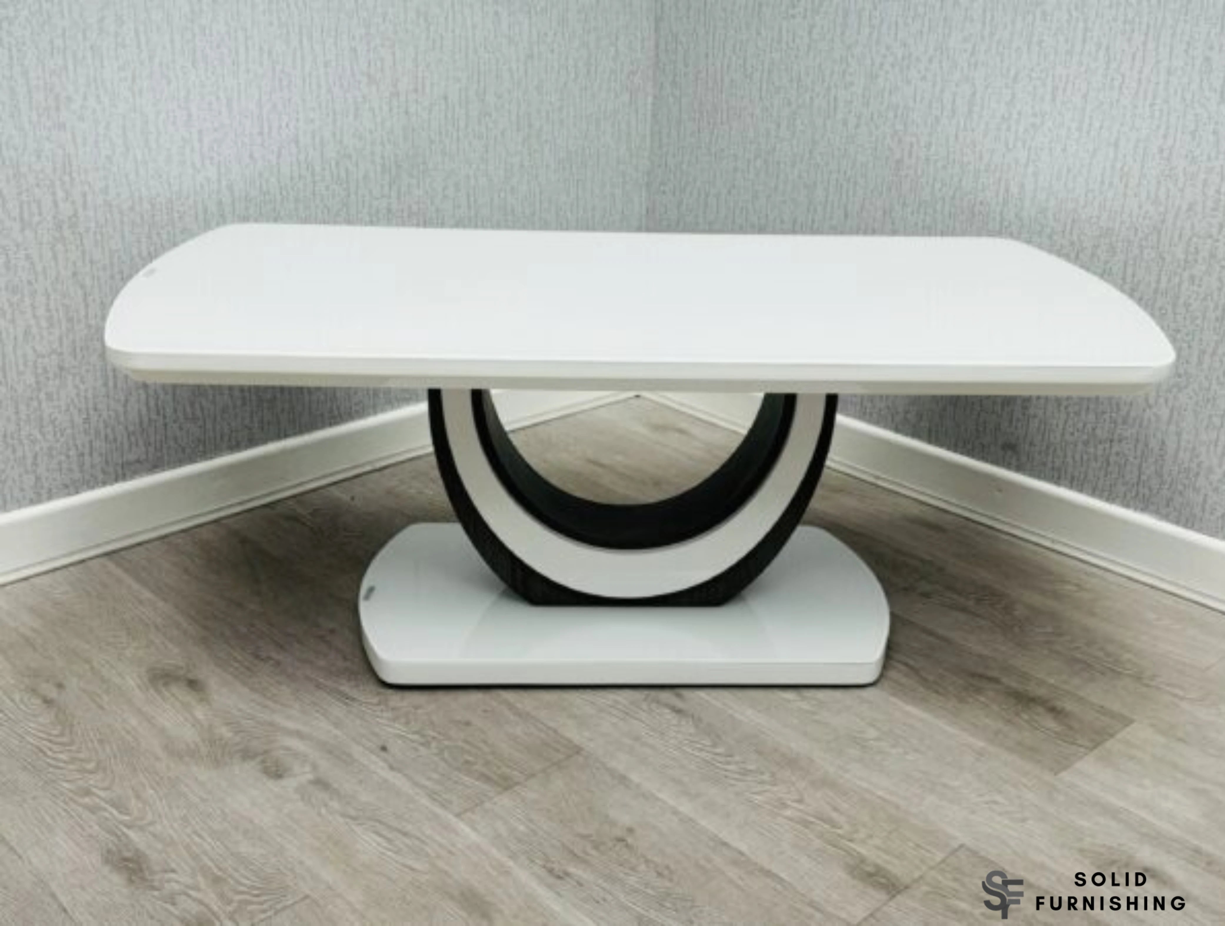 Texas White High Gloss Coffee Table – U Shaped Modern Centre Table