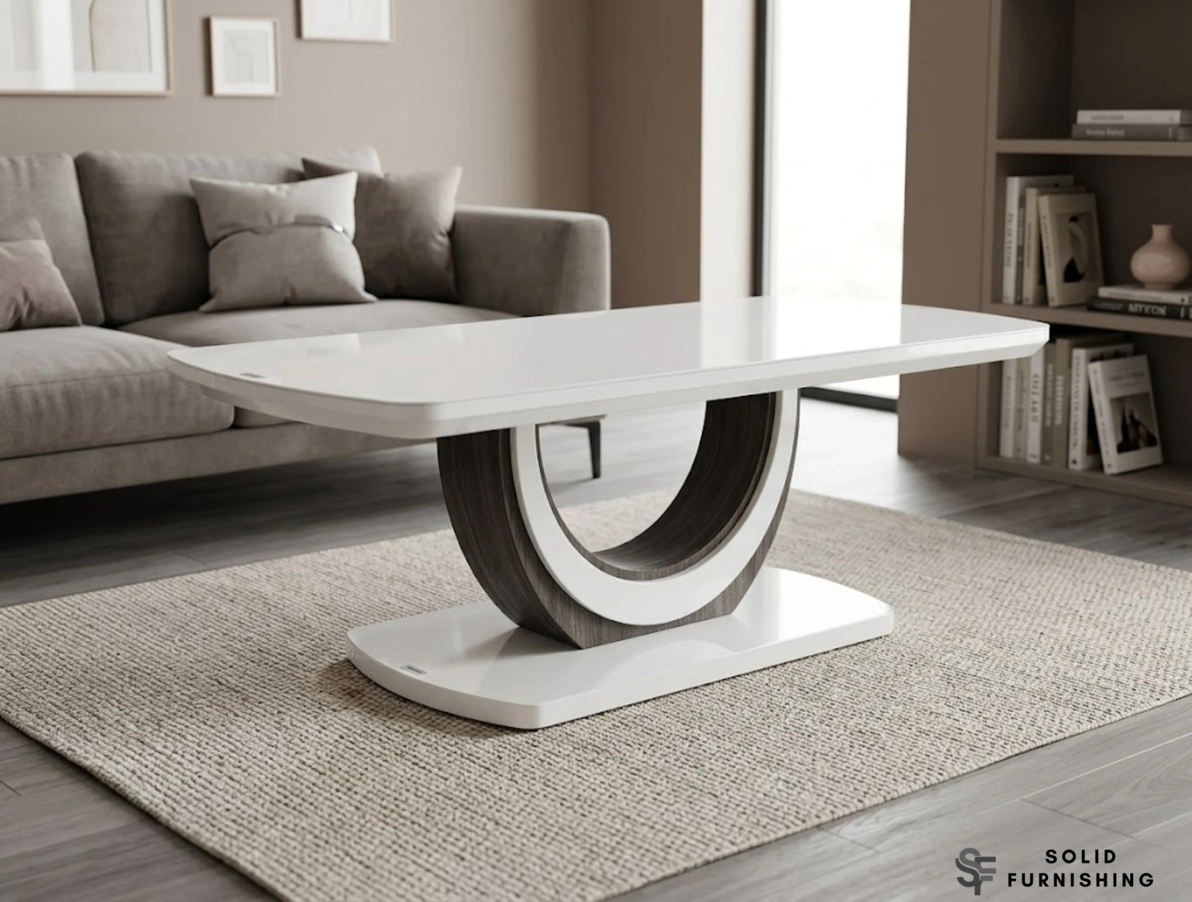 Texas White High Gloss Coffee Table – U Shaped Modern Centre Table