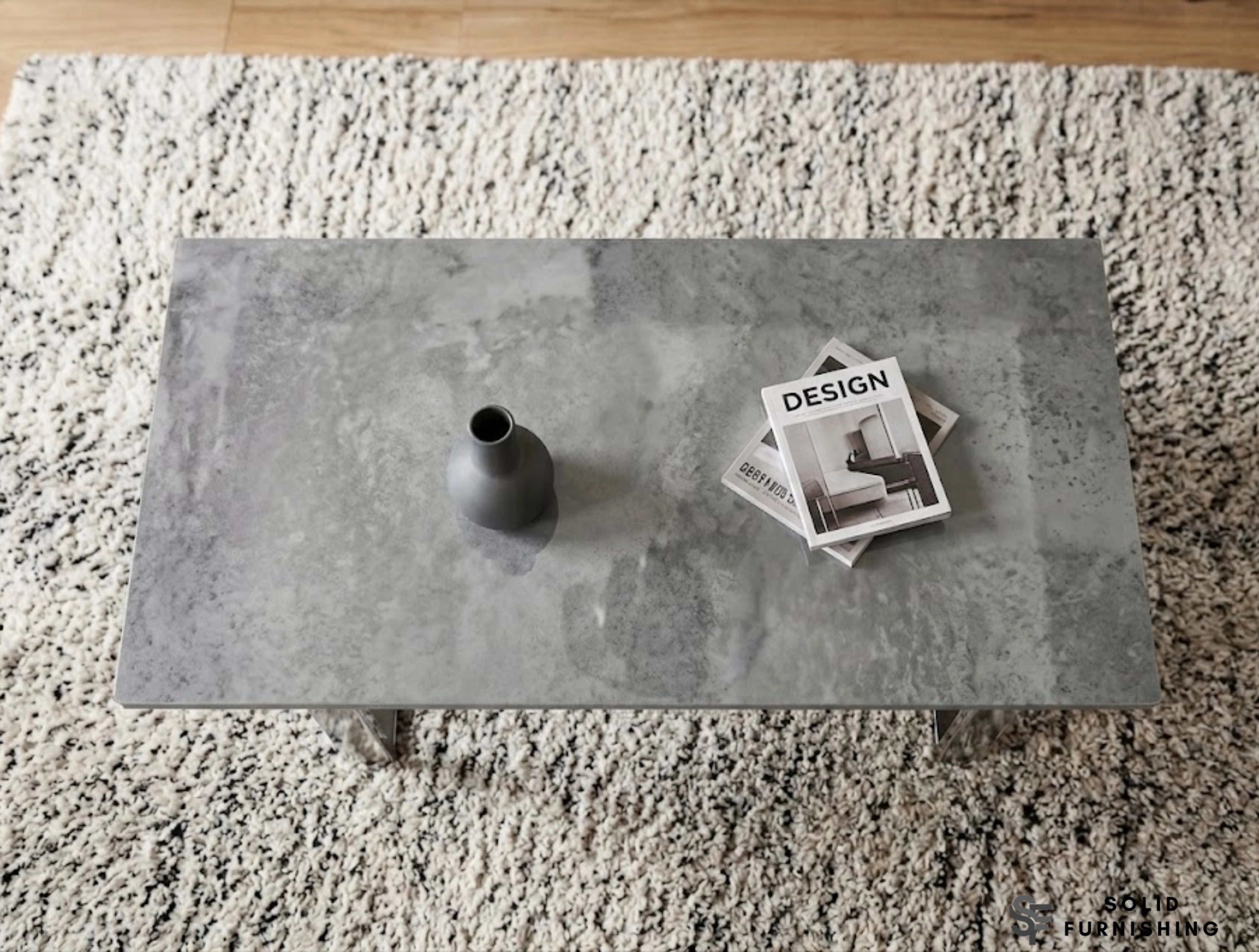 Tokyo Grey Coffee Table – Minimalist Chrome Frame Centre Table