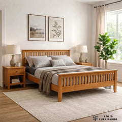 Torino Oak Wooden Bed Frame – Slatted Double & King Size Bed