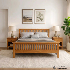 Torino Oak Wooden Bed Frame – Slatted Double & King Size Bed