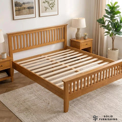 Torino Oak Wooden Bed Frame – Slatted Double & King Size Bed