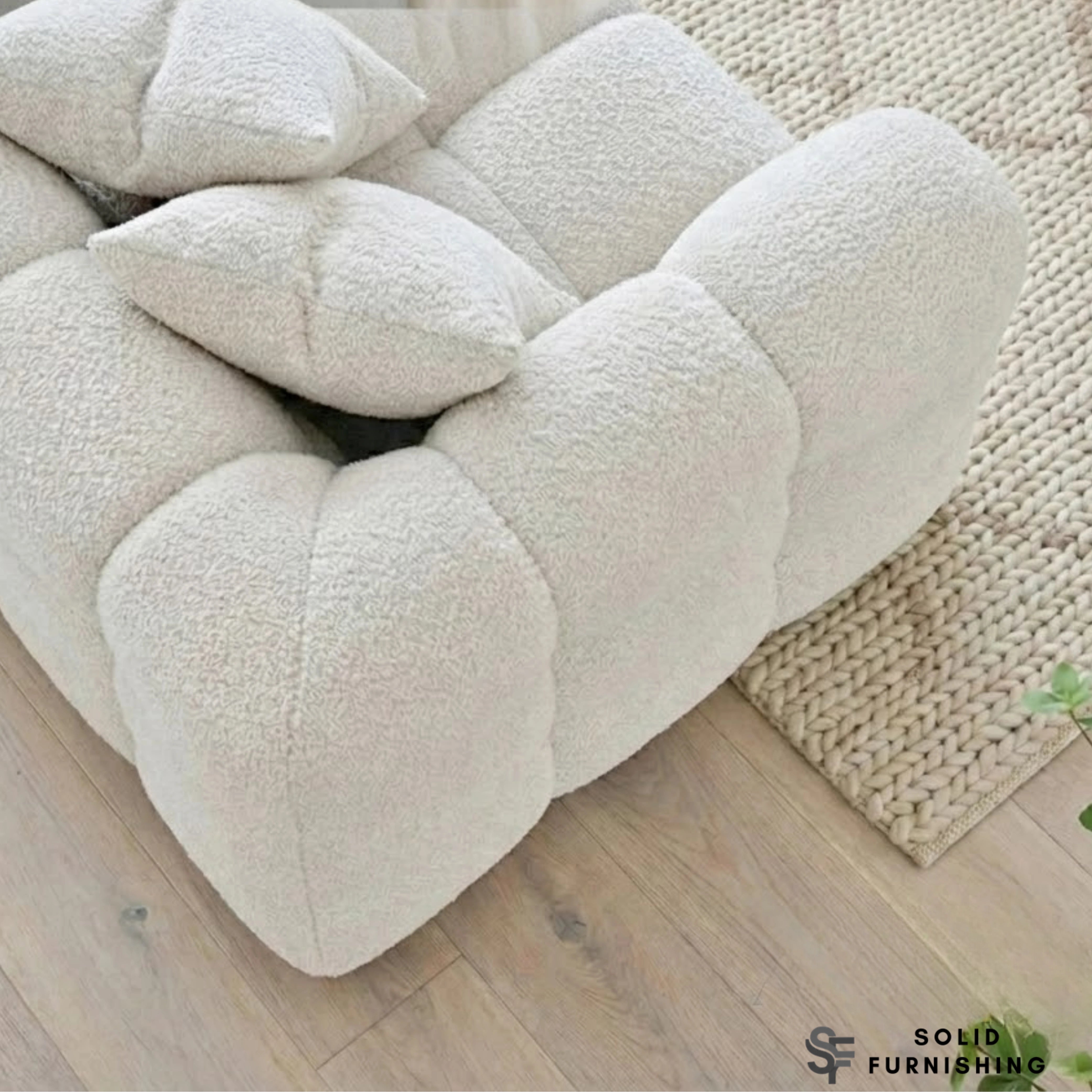Tribeca Bubble Bouclé Sofa Set – Oatmeal Beige 3 Seater, 4 Seater, Armchair & Footstool