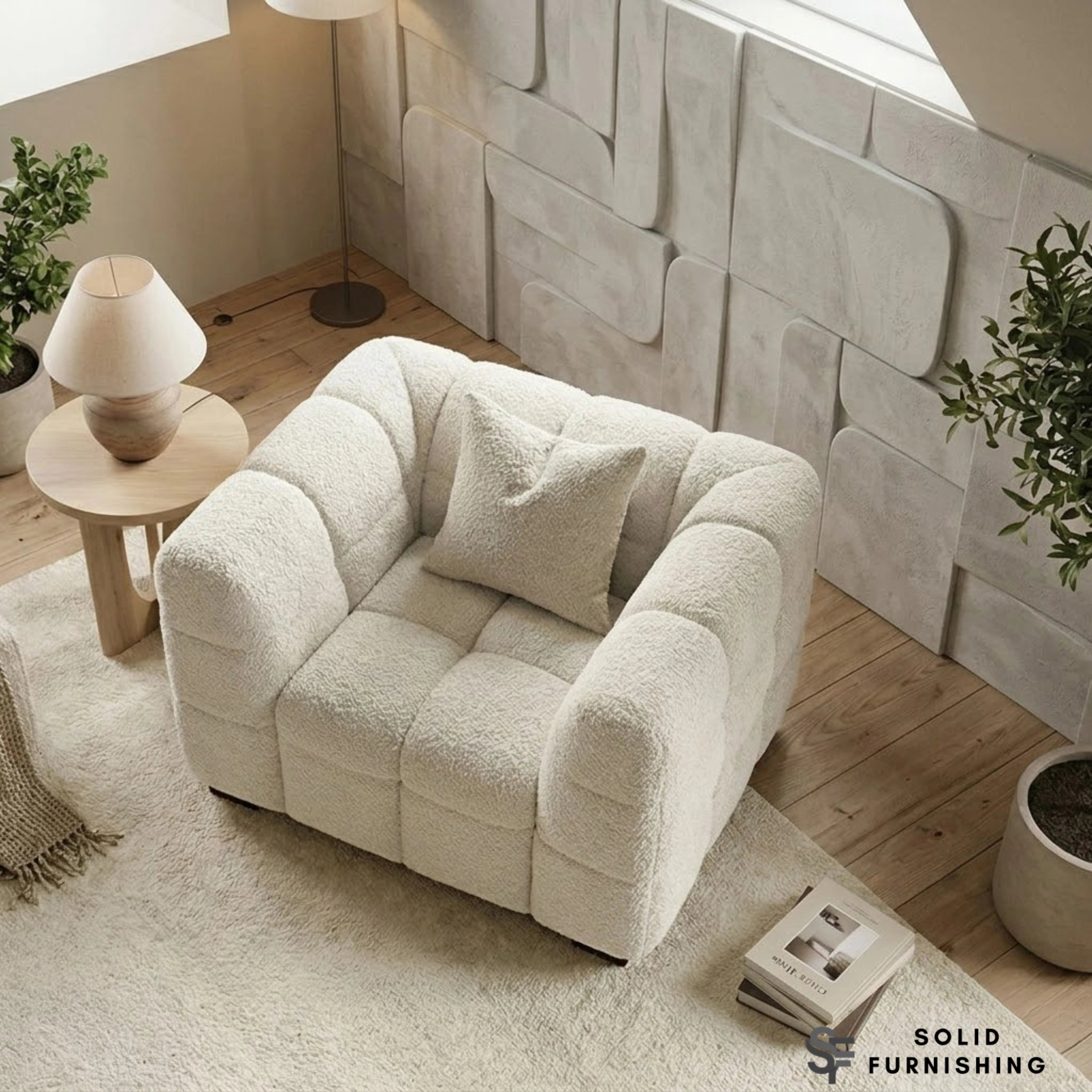 Tribeca Bubble Bouclé Sofa Set – Oatmeal Beige 3 Seater, 4 Seater, Armchair & Footstool