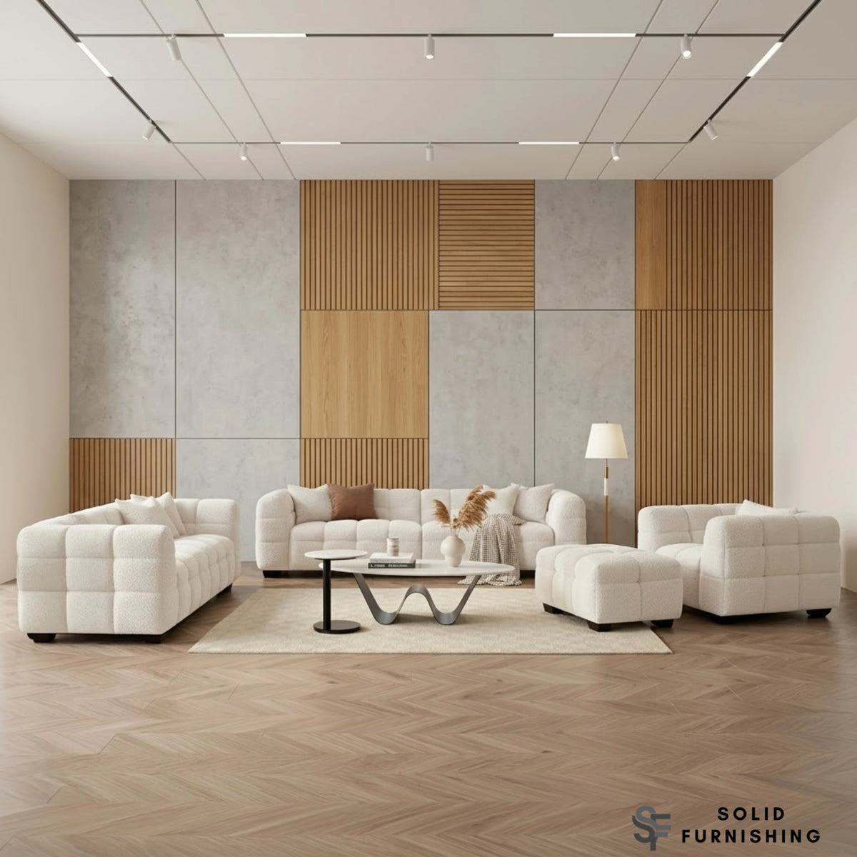 Tribeca Bubble Bouclé Sofa Set – Oatmeal Beige 3 Seater, 4 Seater, Armchair & Footstool