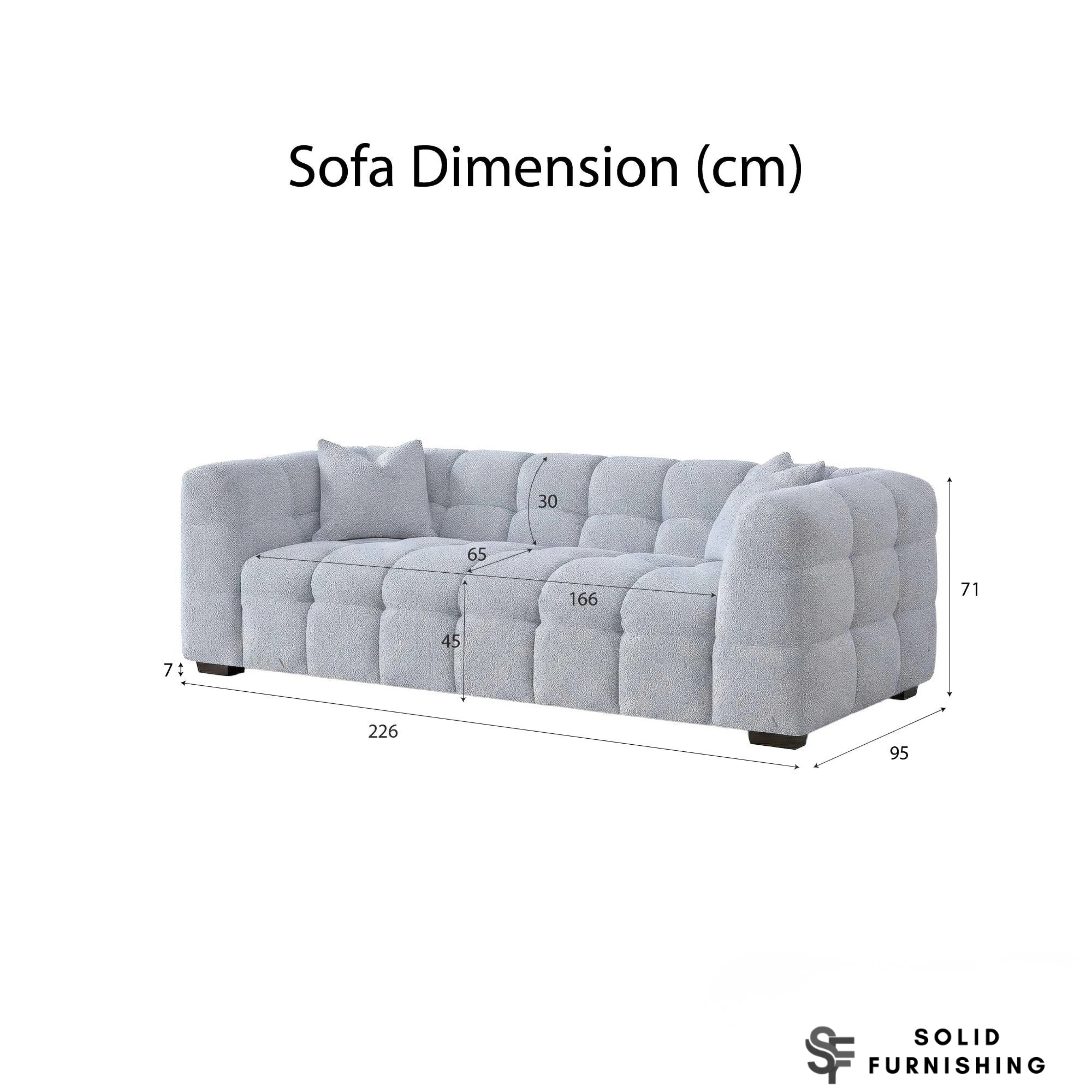 Tribeca Bubble Bouclé Sofa Set – Pearl 4 Seater, 3 Seater, Armchair & Footstool