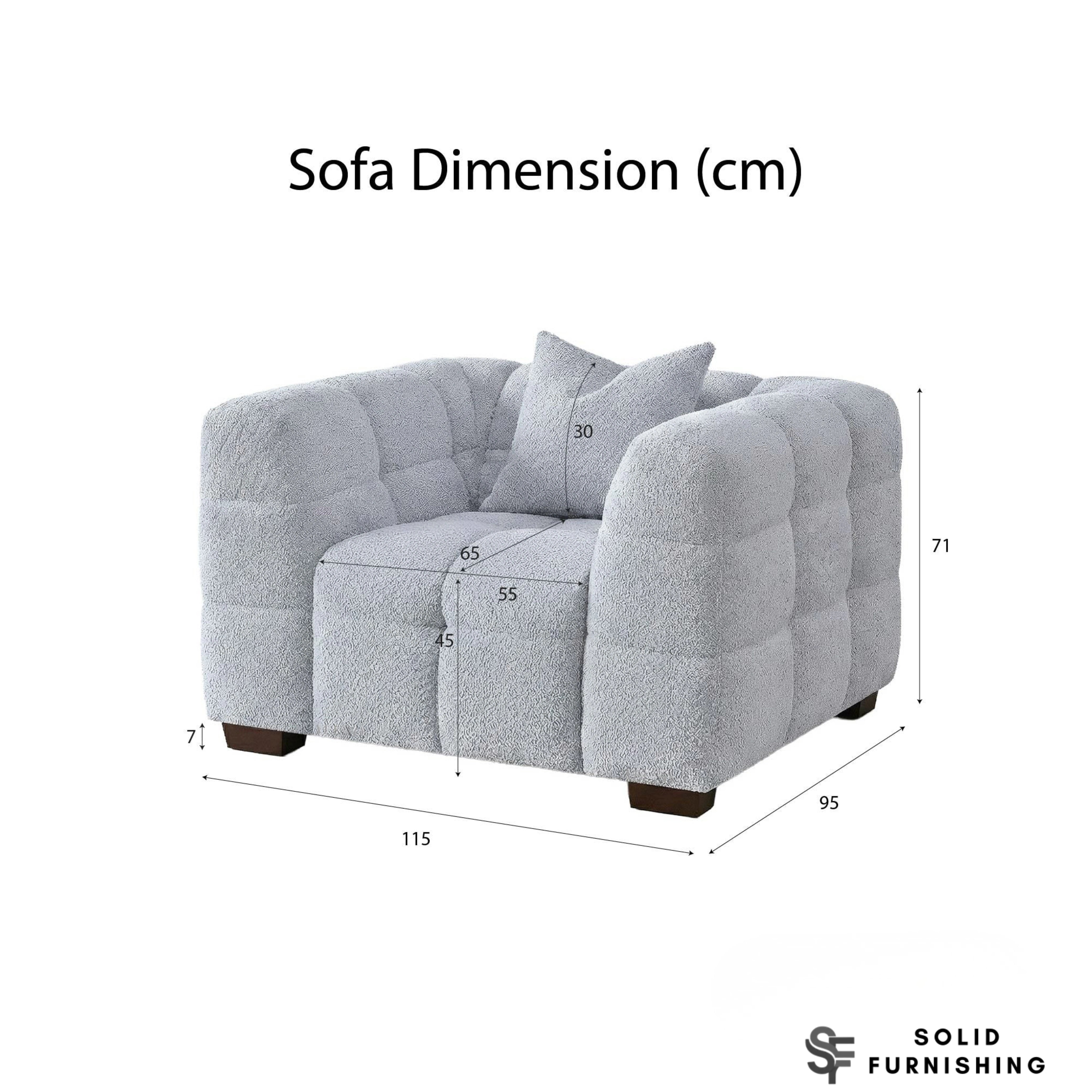 Tribeca Bubble Bouclé Sofa Set – Pearl 4 Seater, 3 Seater, Armchair & Footstool