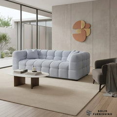 Tribeca Bubble Bouclé Sofa Set – Pearl 4 Seater, 3 Seater, Armchair & Footstool