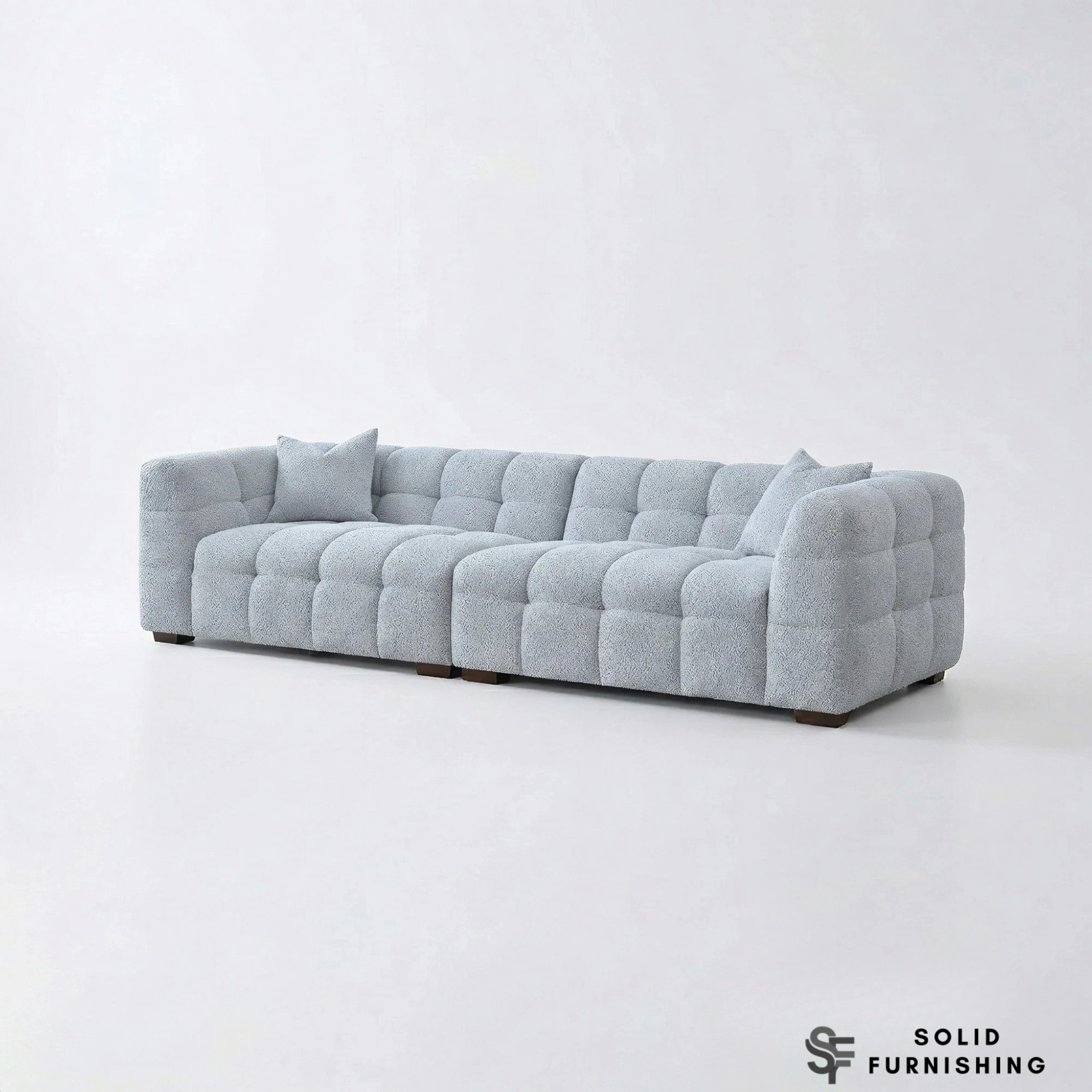 Tribeca Bubble Bouclé Sofa Set – Pearl 4 Seater, 3 Seater, Armchair & Footstool