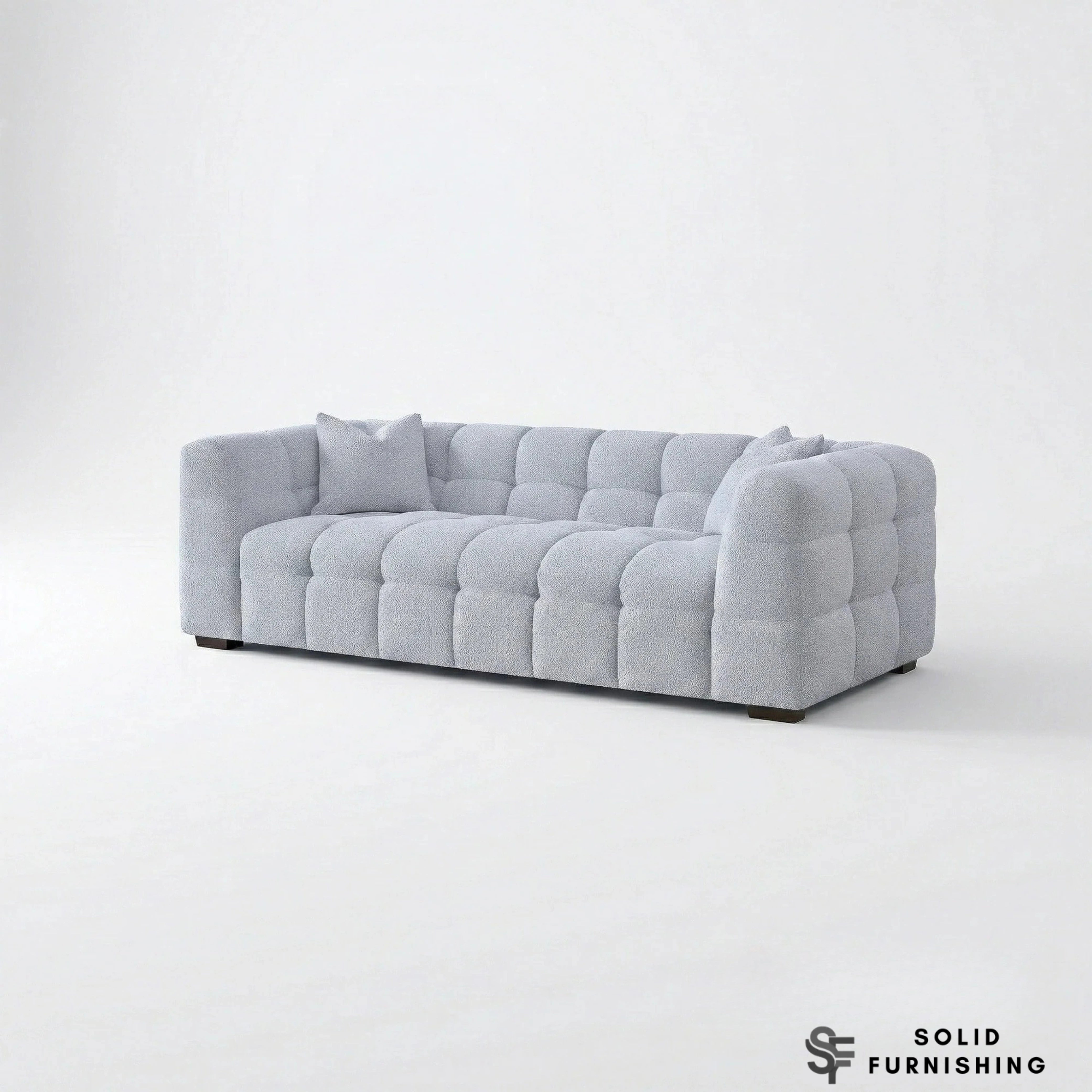 Tribeca Bubble Bouclé Sofa Set – Pearl 4 Seater, 3 Seater, Armchair & Footstool